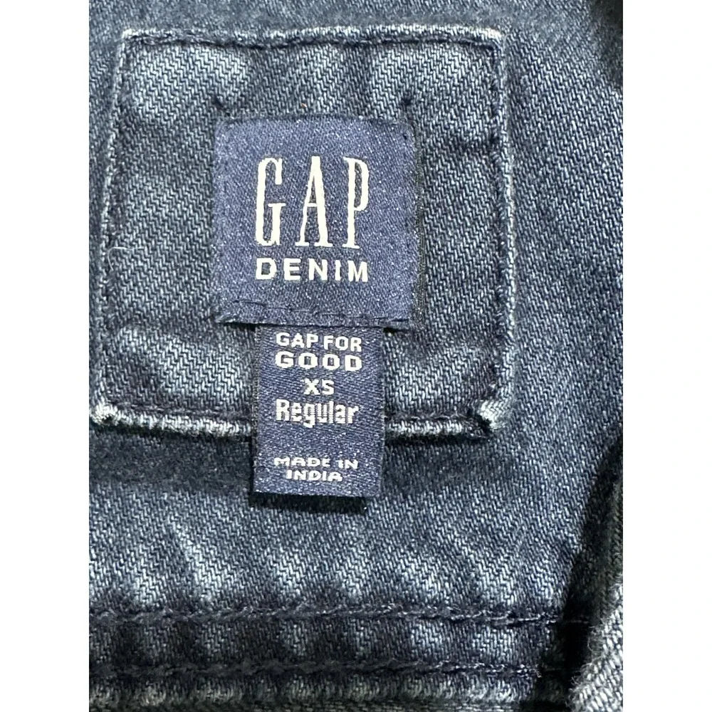 Gap Denim Jacket Girls Size XS Blue Jean‎ Buttons Artsy Cat Meow Long Sleeve EUC